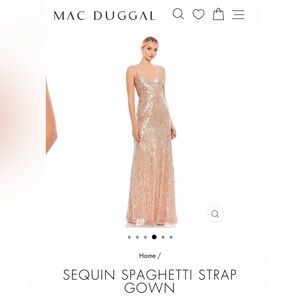 MAC DUGGAL - SEQUIN SPAGHETTI STRAP GOWN - NWT - Size 10 - Gold - 10817